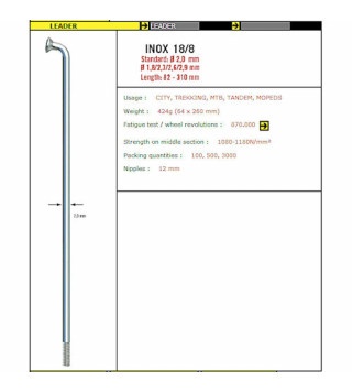 Speichen SAPIM Leader Inox 2 mm - Silber